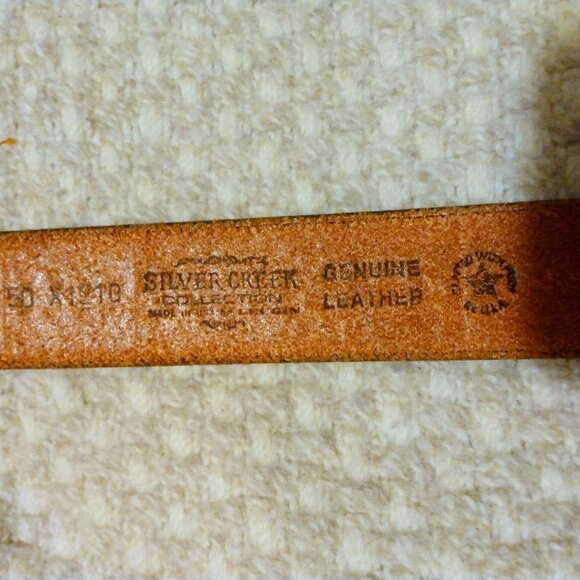 Silver Creek Basket-Weave Leather Belt Sz 50 w/ Jack Daniel’s Brass Buckle - Picture 6 of 12